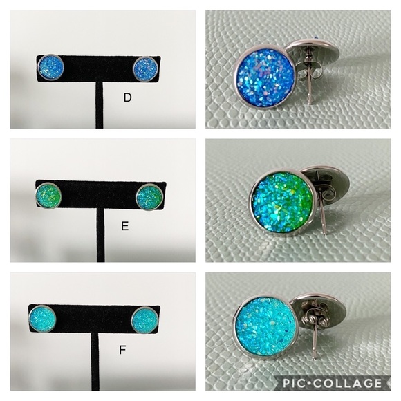 COPY - NEW Stainless Steel Druzy Stud Earrings - … - Picture 4 of 9